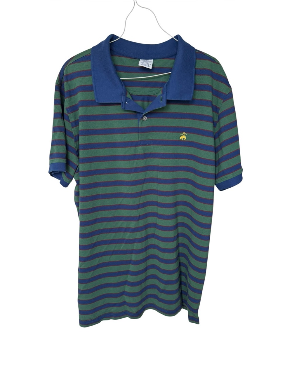 Brooks Brothers Polo Shirt Men’s XXL Slim Fit Striped Performance Green Blue